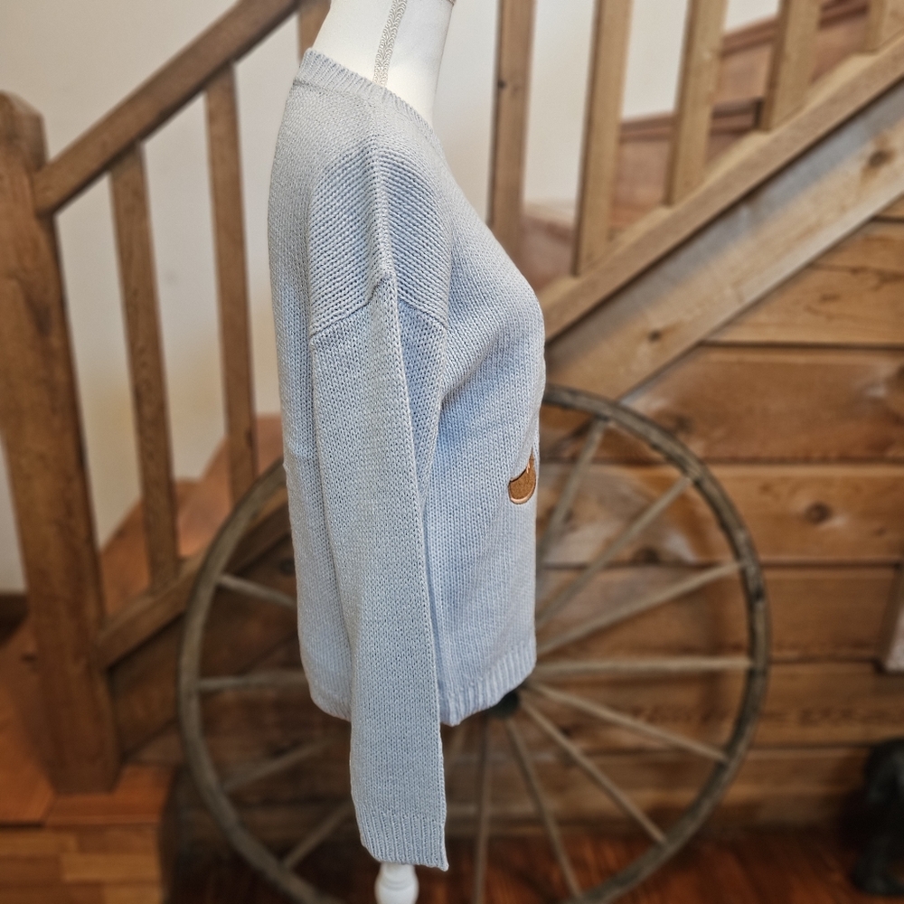 Aqua Blu Light Blue Sweater with Pink Boot Design - Picture 6 of 9